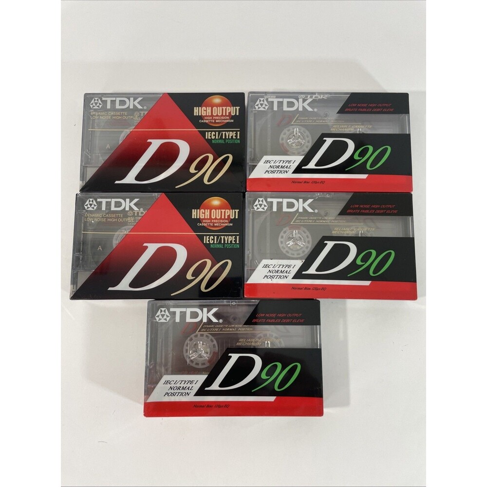 TDK D90 Audio Cassette Lot Of 5 (A00808-20) High Output Normal Bias Type 1